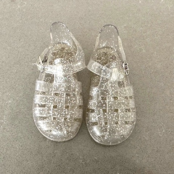 Little Girl Sz 8 Gap Jelly Clear Silver Glitter Buckle Sandals-Excellent Cond - Picture 1 of 4